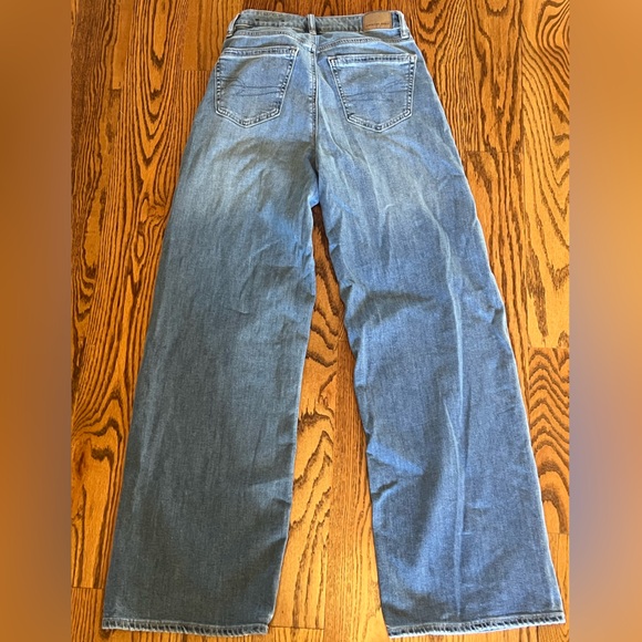 American Eagle Super High Rise Baggy Wide Leg Jeans- Size 00 Long - Picture 9 of 11